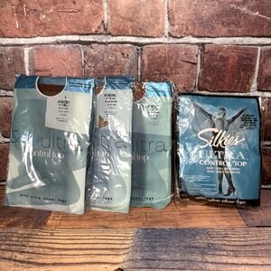Silkies Ultra Control Top Pantyhose Lot 4 Pairs Medium Sheer Vintage 2004